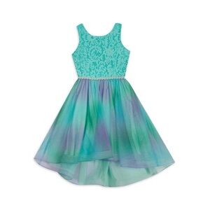 Emily Rose | Girls Elegant Sleeveless Lace Mint & Purple Dress